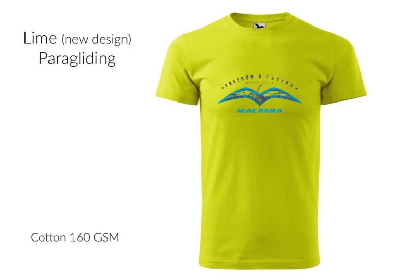 T-shirt - Paragliding - New design - Size: XXL, Color: Lime