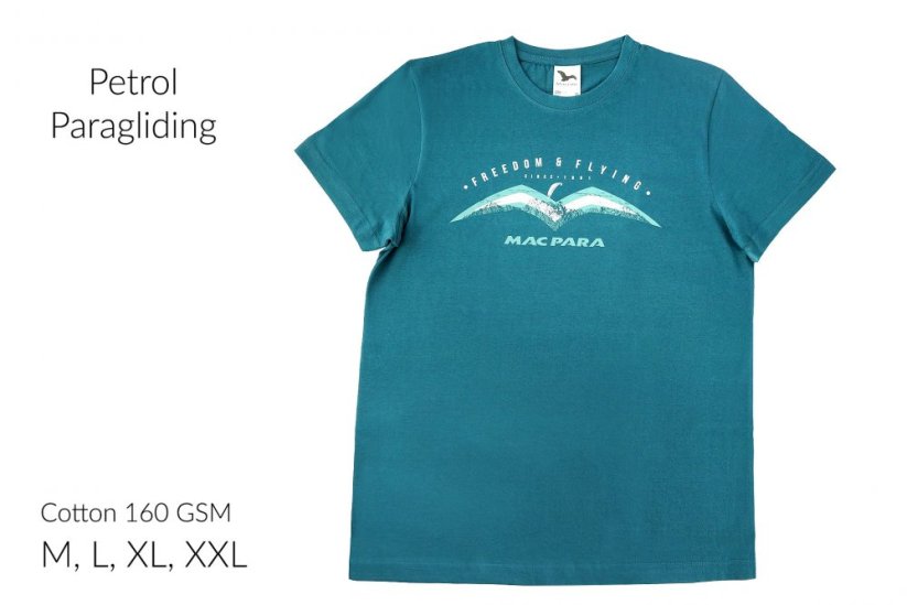T-shirt - Paragliding - Size: XXL, Color: Petrol